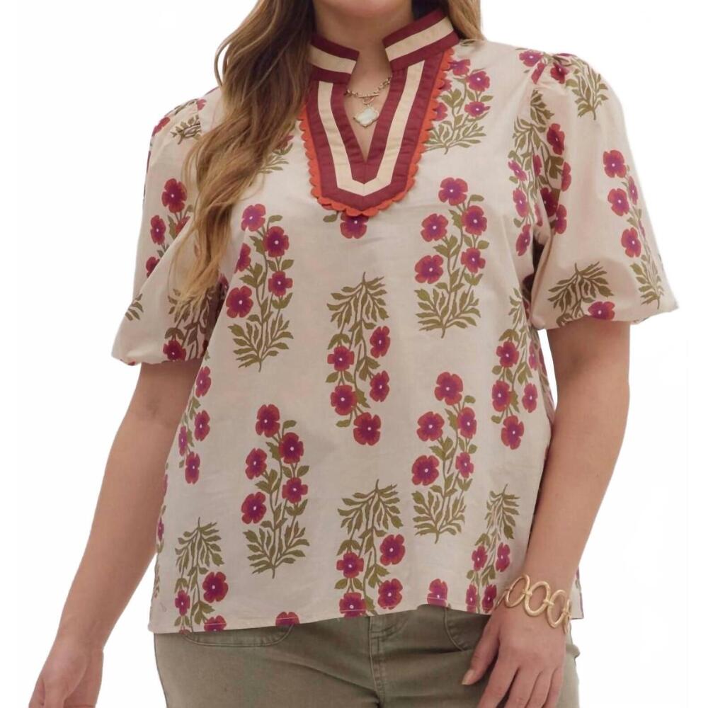 NEW ENTRO the falling for florals top in beige - Picture 4 of 4
